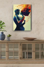 Birbirine Sarılmış Kadın ve Erkek 2D Yağlı Kanvas Tablo thumbnail 1