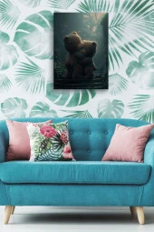 Birbirine Sarılan Peluş Ayılar Yağlı Kanvas Tablo thumbnail 4