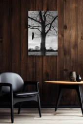 Kırmızı Meyveli Kurumuş Ağaç Yağlı Kanvas Tablo thumbnail 6