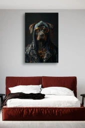 Gangsta Siyah Köpek Yağlı Kanvas Tablo thumbnail 3