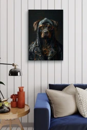 Gangsta Siyah Köpek Yağlı Kanvas Tablo thumbnail 4