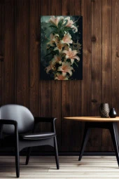 Oryantel Stil Çiçekler Yağlı Kanvas Tablo thumbnail 6