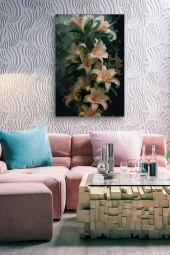 Oryantel Stil Çiçekler Yağlı Kanvas Tablo thumbnail 7