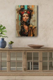 Kızılderili Kadın Portre Yağlı Kanvas Tablo thumbnail 1