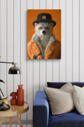 Turuncu Kıyafetli Kutup Ayısı Yağlı Kanvas Tablo thumbnail 4
