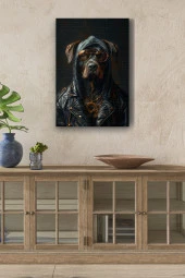 Gangsta Siyah Köpek Yağlı Kanvas Tablo thumbnail 1
