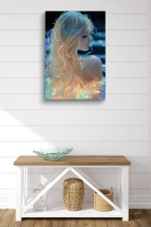Saçları Renkli Kadın Yağlı Kanvas Tablo thumbnail 2