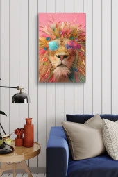 Hawaii Havasında Aslan Portre Yağlı Kanvas Tablo thumbnail 4