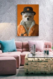 Turuncu Kıyafetli Kutup Ayısı Yağlı Kanvas Tablo thumbnail 7
