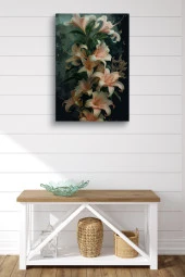 Oryantel Stil Çiçekler Yağlı Kanvas Tablo thumbnail 2