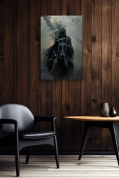 Siyah At Üzerindeki Gölge Yağlı Kanvas Tablo thumbnail 6