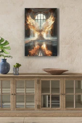 Ateş Detaylı Beyaz Kanatlar Yağlı Kanvas Tablo thumbnail 1