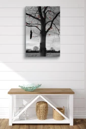 Kırmızı Meyveli Kurumuş Ağaç Yağlı Kanvas Tablo thumbnail 2