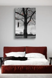 Kırmızı Meyveli Kurumuş Ağaç Yağlı Kanvas Tablo thumbnail 3