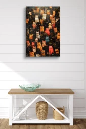 Rengarenk Kediler Yağlı Kanvas Tablo thumbnail 2