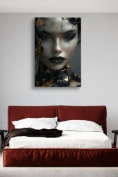 Kırık Porselen Görünümlü Kadın Yüzü Yağlı Kanvas Tablo thumbnail 3