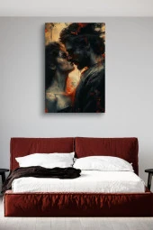 Kadın ve Erkek Renklendirilmiş Yağlı Kanvas Tablo thumbnail 3