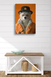 Turuncu Kıyafetli Kutup Ayısı Yağlı Kanvas Tablo thumbnail 2