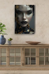 Kırık Porselen Görünümlü Kadın Yüzü Yağlı Kanvas Tablo thumbnail 1