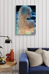 Saçları Renkli Kadın Yağlı Kanvas Tablo thumbnail 4
