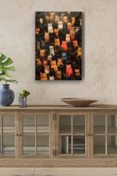 Rengarenk Kediler Yağlı Kanvas Tablo thumbnail 1