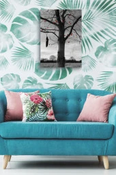 Kırmızı Meyveli Kurumuş Ağaç Yağlı Kanvas Tablo thumbnail 5