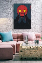 Gözyaşı Detaylı İfadesiz Çizim Yağlı Kanvas Tablo thumbnail 6