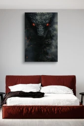 Alevden Gözleri Olan Siyah Yılan Yağlı Kanvas Tablo thumbnail 3