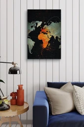 Dünya Haritası Yağlı Kanvas Tablo thumbnail 4