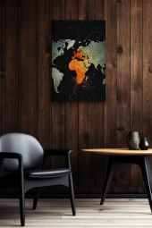 Dünya Haritası Yağlı Kanvas Tablo thumbnail 6