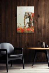 Anne Fil ve Yavrusu Yağlı Kanvas Tablo thumbnail 6