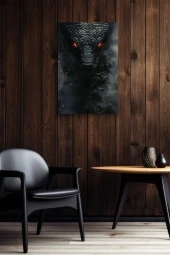 Alevden Gözleri Olan Siyah Yılan Yağlı Kanvas Tablo thumbnail 6