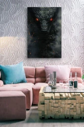 Alevden Gözleri Olan Siyah Yılan Yağlı Kanvas Tablo thumbnail 7