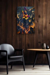 Binalar Arasındaki Gökdelen Yağlı Kanvas Tablo thumbnail 6