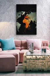 Dünya Haritası Yağlı Kanvas Tablo thumbnail 7