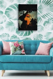 Dünya Haritası Yağlı Kanvas Tablo thumbnail 5