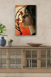 Çiçekler ve Kadın Detayı Yağlı Kanvas Tablo thumbnail 1