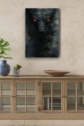 Alevden Gözleri Olan Siyah Yılan Yağlı Kanvas Tablo thumbnail 1