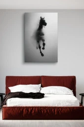 Dumanlar İçerisindeki At Yağlı Kanvas Tablo thumbnail 2