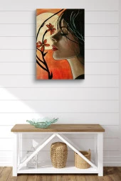 Çiçekler ve Kadın Detayı Yağlı Kanvas Tablo thumbnail 2