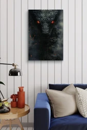 Alevden Gözleri Olan Siyah Yılan Yağlı Kanvas Tablo thumbnail 4