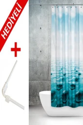 Prado Stone Banyo Perdesi Çift Kanatlı 2X120X200Cm Askı Hediyeli thumbnail 1