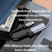 Coofbe 1000 Mbps Type-c To RJ45 Dönüştürücü Type-c OTG Type-c İnternet Dönüştürücü Hub Lan Adaptör thumbnail 2