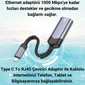 Coofbe 1000 Mbps Type-c To RJ45 Dönüştürücü Type-c OTG Type-c İnternet Dönüştürücü Hub Lan Adaptör thumbnail 4
