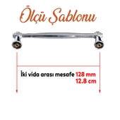 Sütun Krom Metal Kulp 128 mm-12.8 cm Mobilya Çekmece Mutfak Dolabı Dolap Kapak Kulpları Kulbu Kulpu - 2