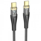 Coofbe Super Şarj Transparan 1.2Mt 60W Type-C to Type-C Şarj Kablosu Örgü Tasarım Kopmaz Kablo - 1