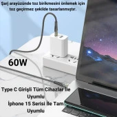 Coofbe Super Şarj Transparan 1.2Mt 60W Type-C to Type-C Şarj Kablosu Örgü Tasarım Kopmaz Kablo - 2