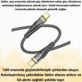 Coofbe Super Şarj Transparan 1.2Mt 60W Type-C to Type-C Şarj Kablosu Örgü Tasarım Kopmaz Kablo - 3