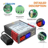 STC-3028 dijital sıcaklık nem ölçer 110-220V 10A termostat çift ekran termometre - 4