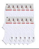 12 Adet Büyük Numara Erkek Redzone Beyaz Patik Çorap 44-48 - 1